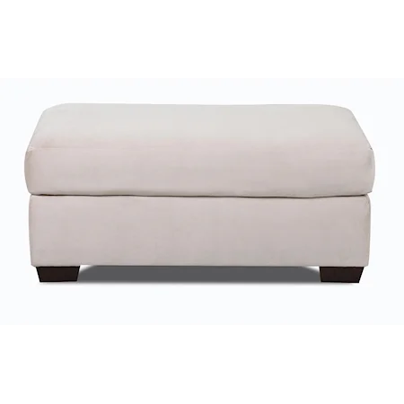Casual Ottoman with Low Wood Block Legs